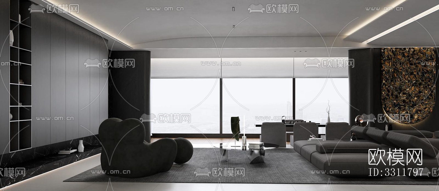 现代客餐厅效果图下载（渲染图10）