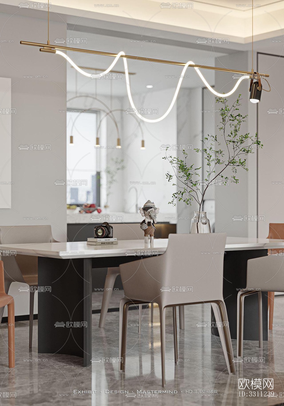 现代客餐厅效果图下载（渲染图7）