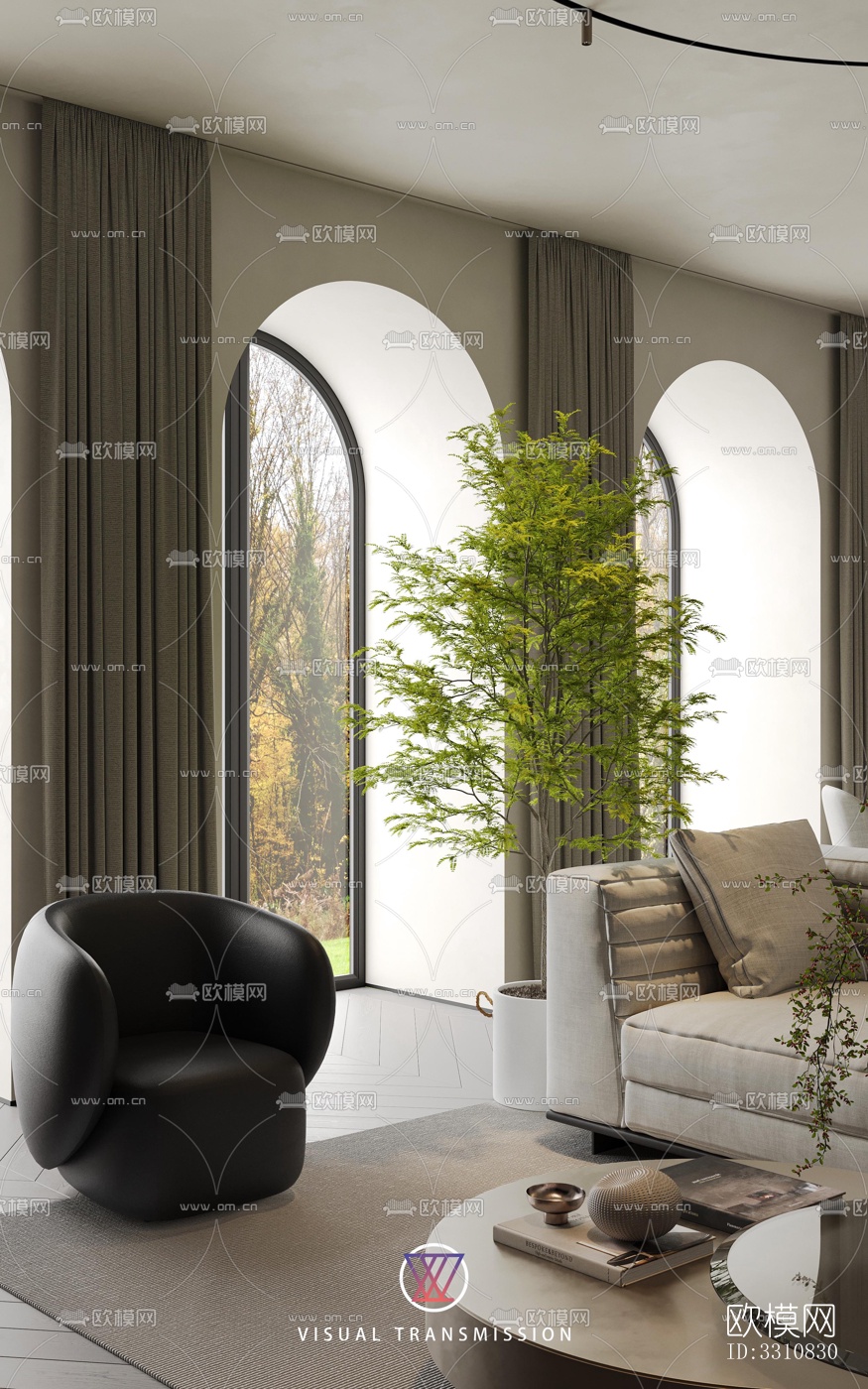 现代客餐厅效果图下载（渲染图6）