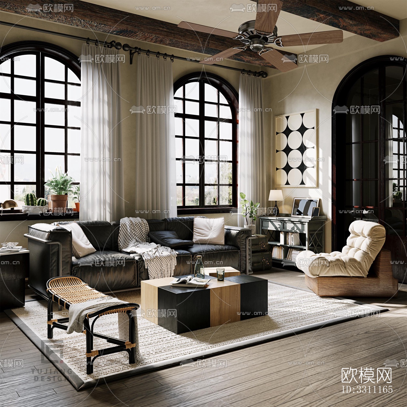 现代客餐厅效果图下载（渲染图6）