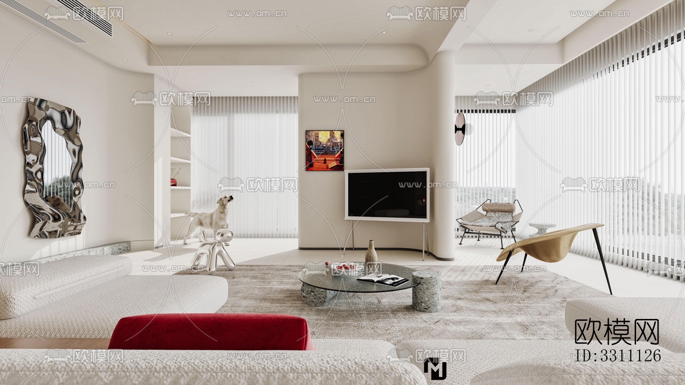 现代客餐厅效果图下载（渲染图2）