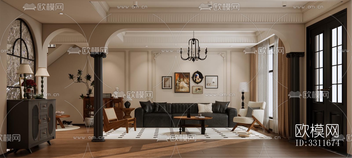 现代客餐厅效果图下载（渲染图2）