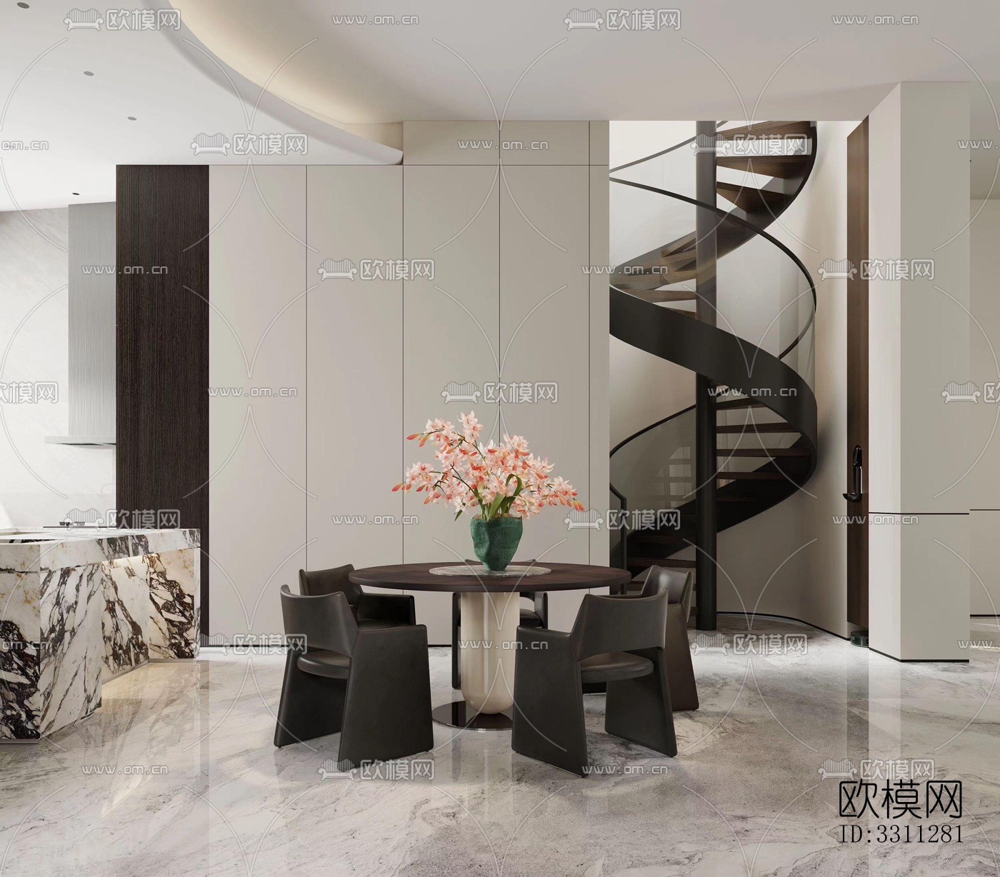 现代客餐厅效果图下载（渲染图7）