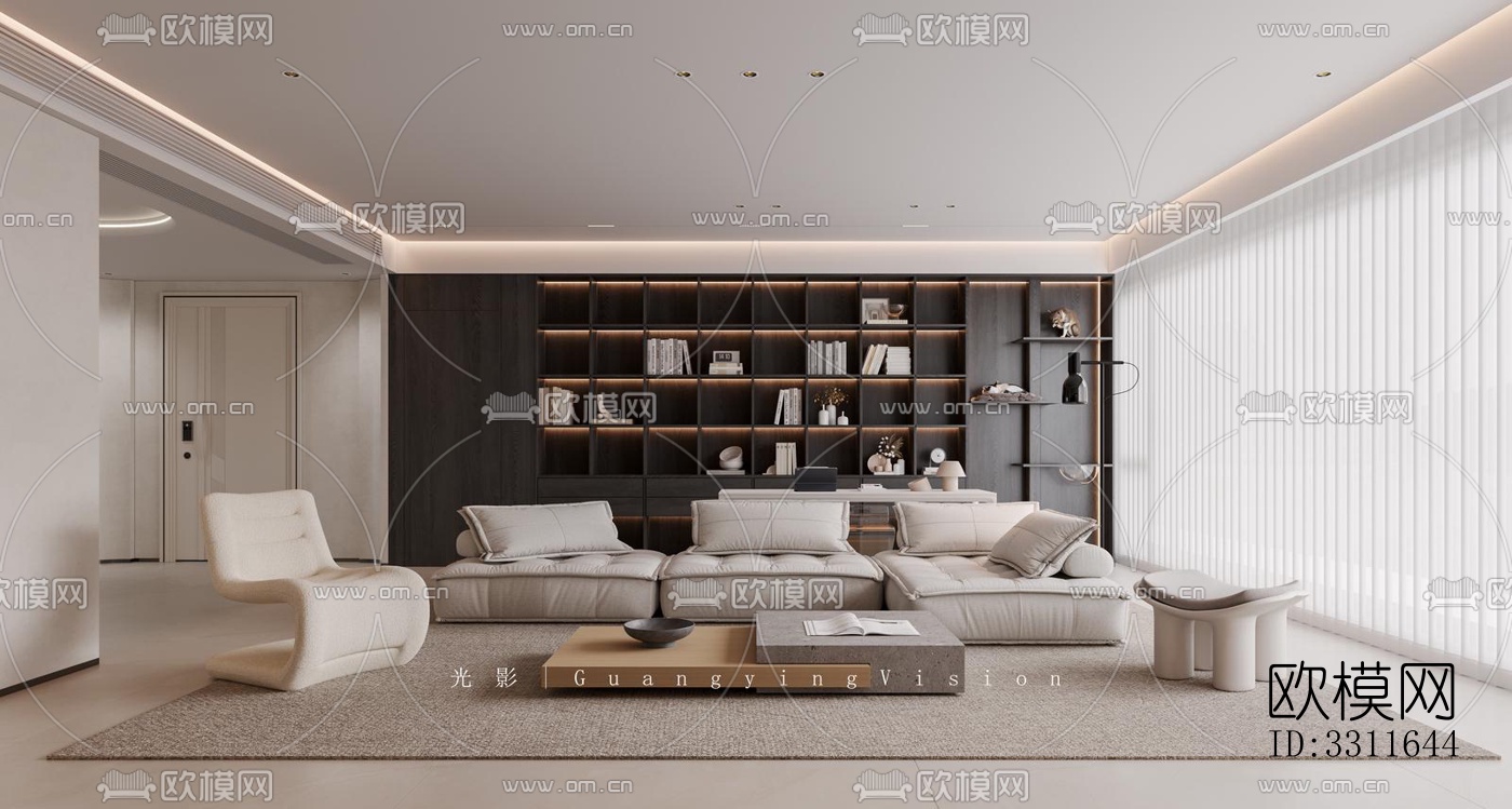 现代客餐厅效果图下载（渲染图4）