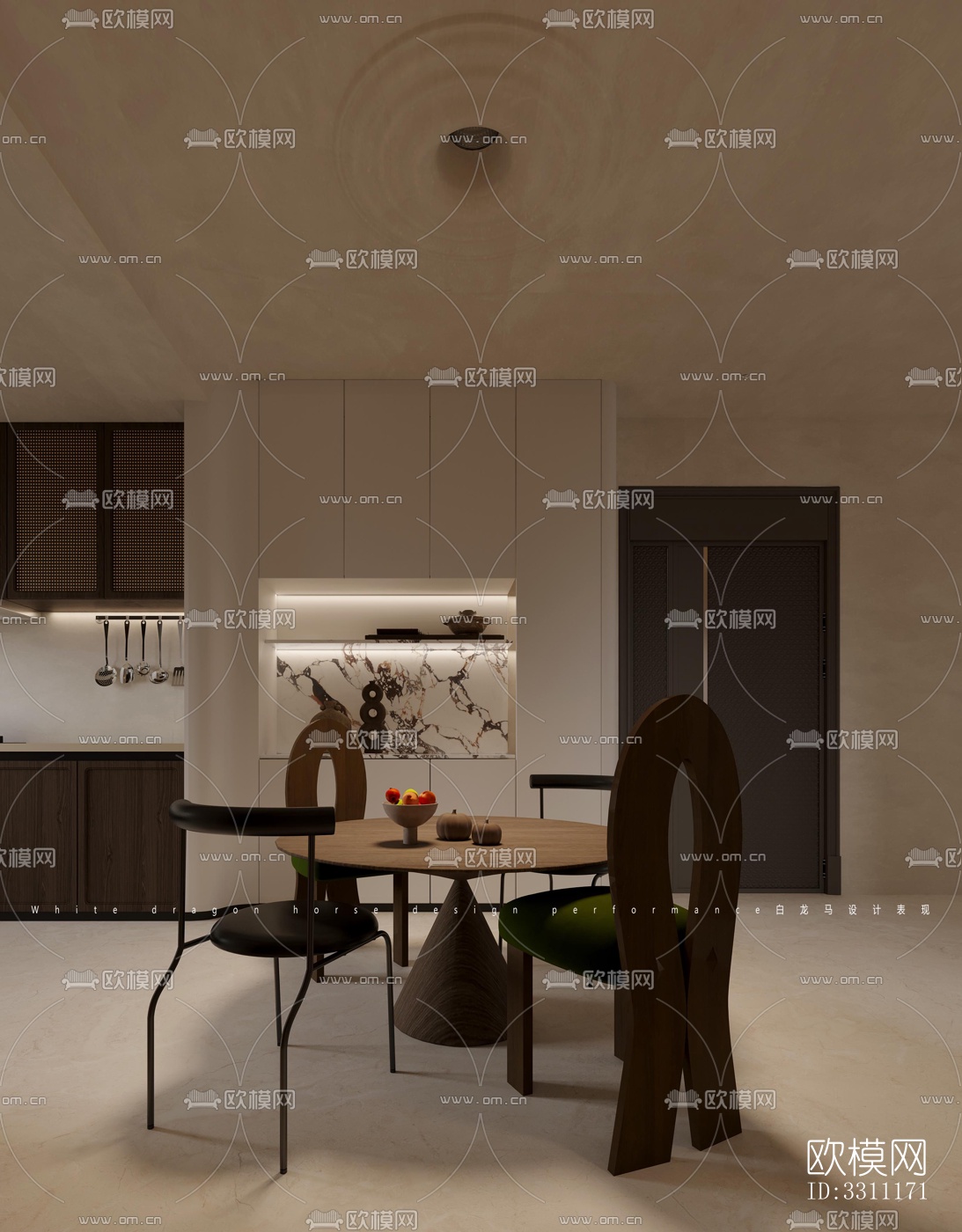 现代客餐厅效果图下载（渲染图1）