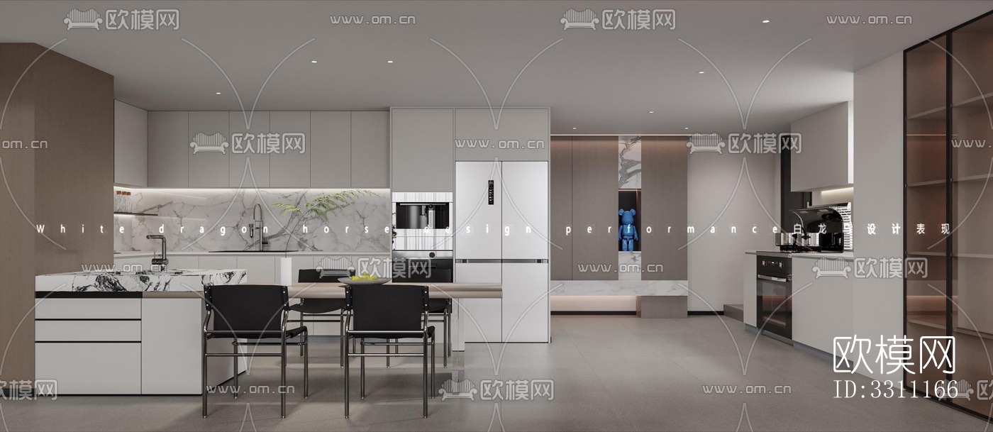 现代客餐厅效果图下载（渲染图4）