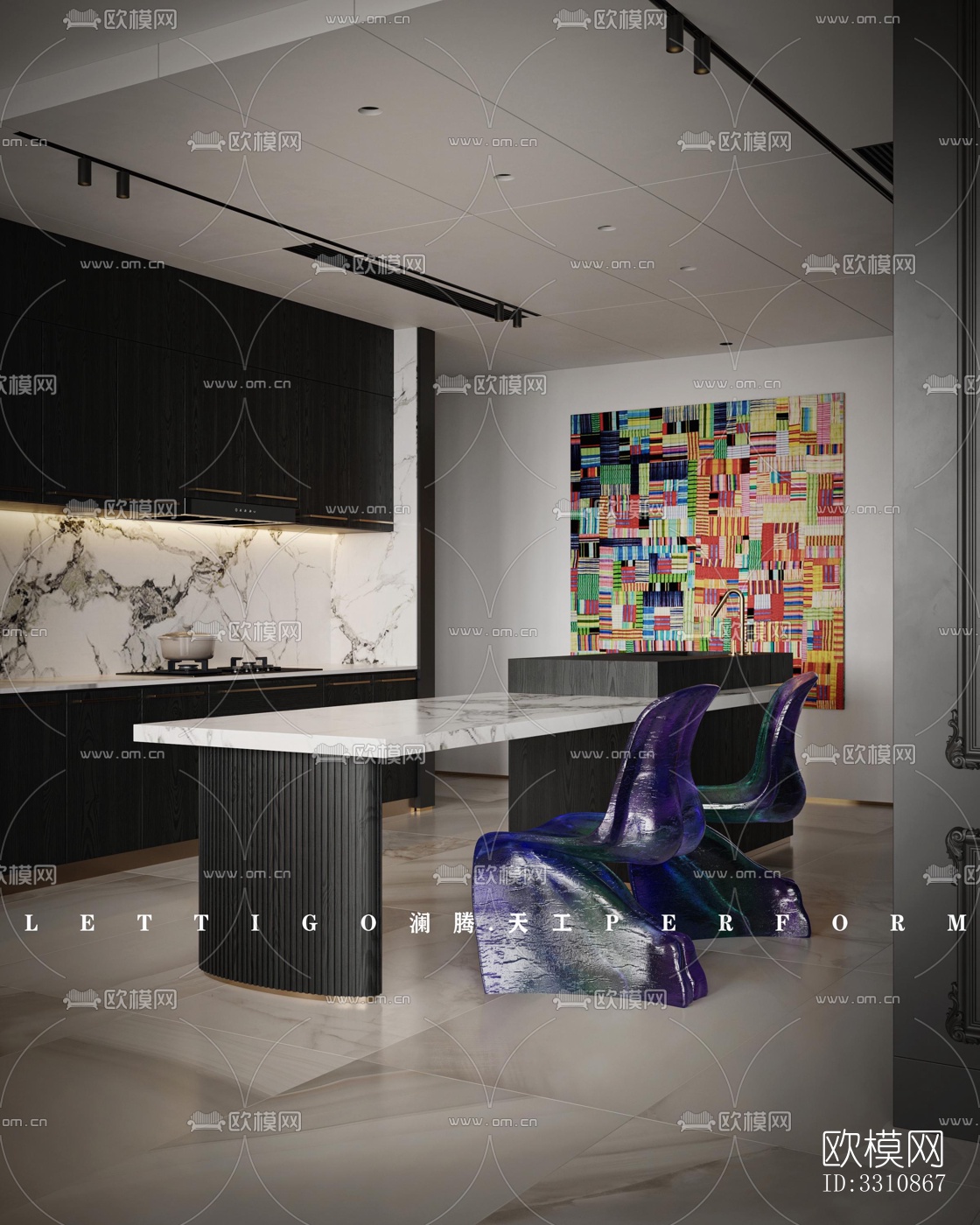 现代客餐厅效果图下载（渲染图7）