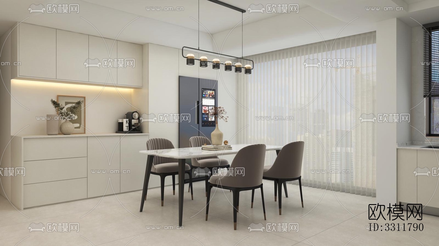 现代客餐厅效果图下载（渲染图8）