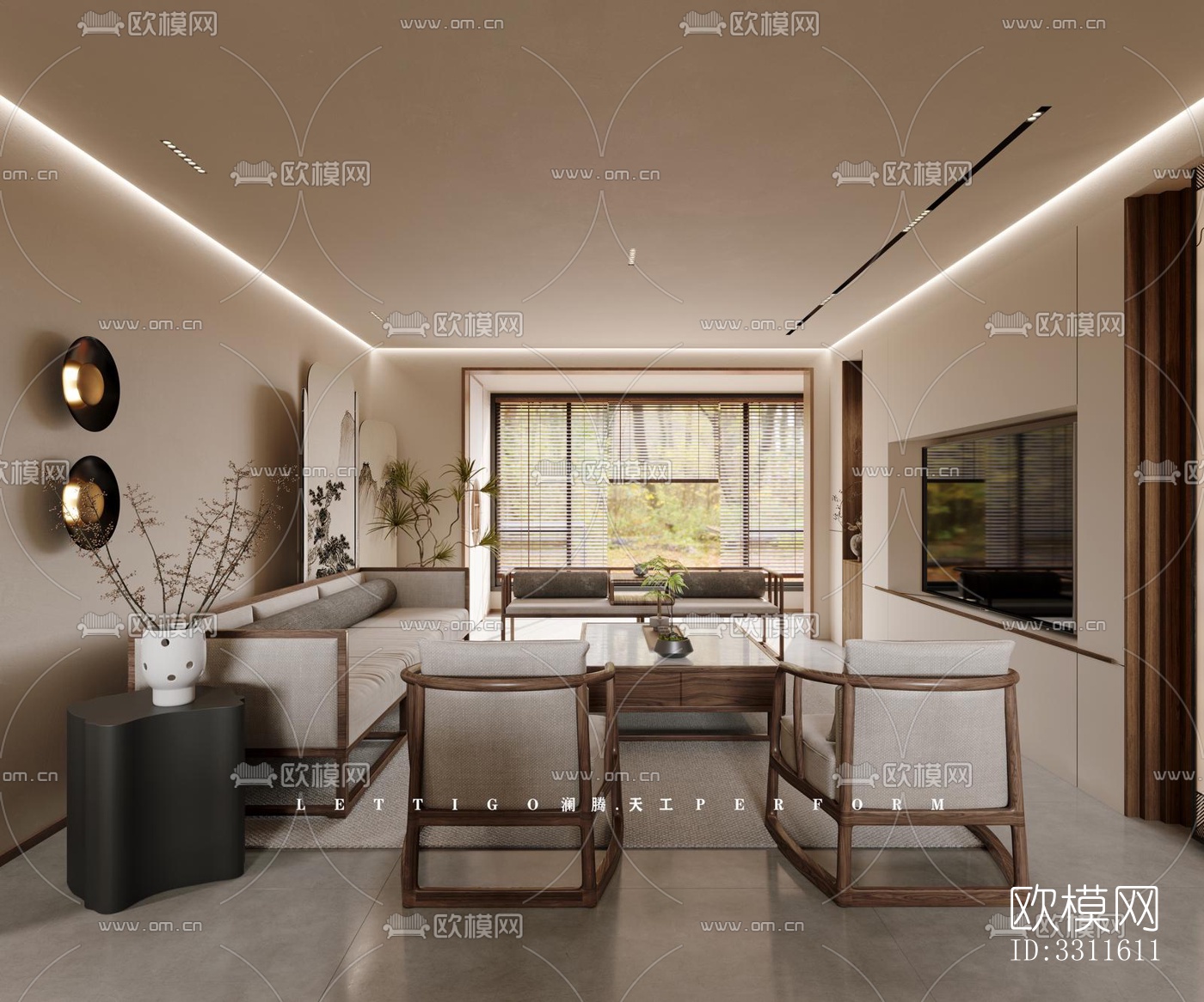 现代客餐厅效果图下载（渲染图6）