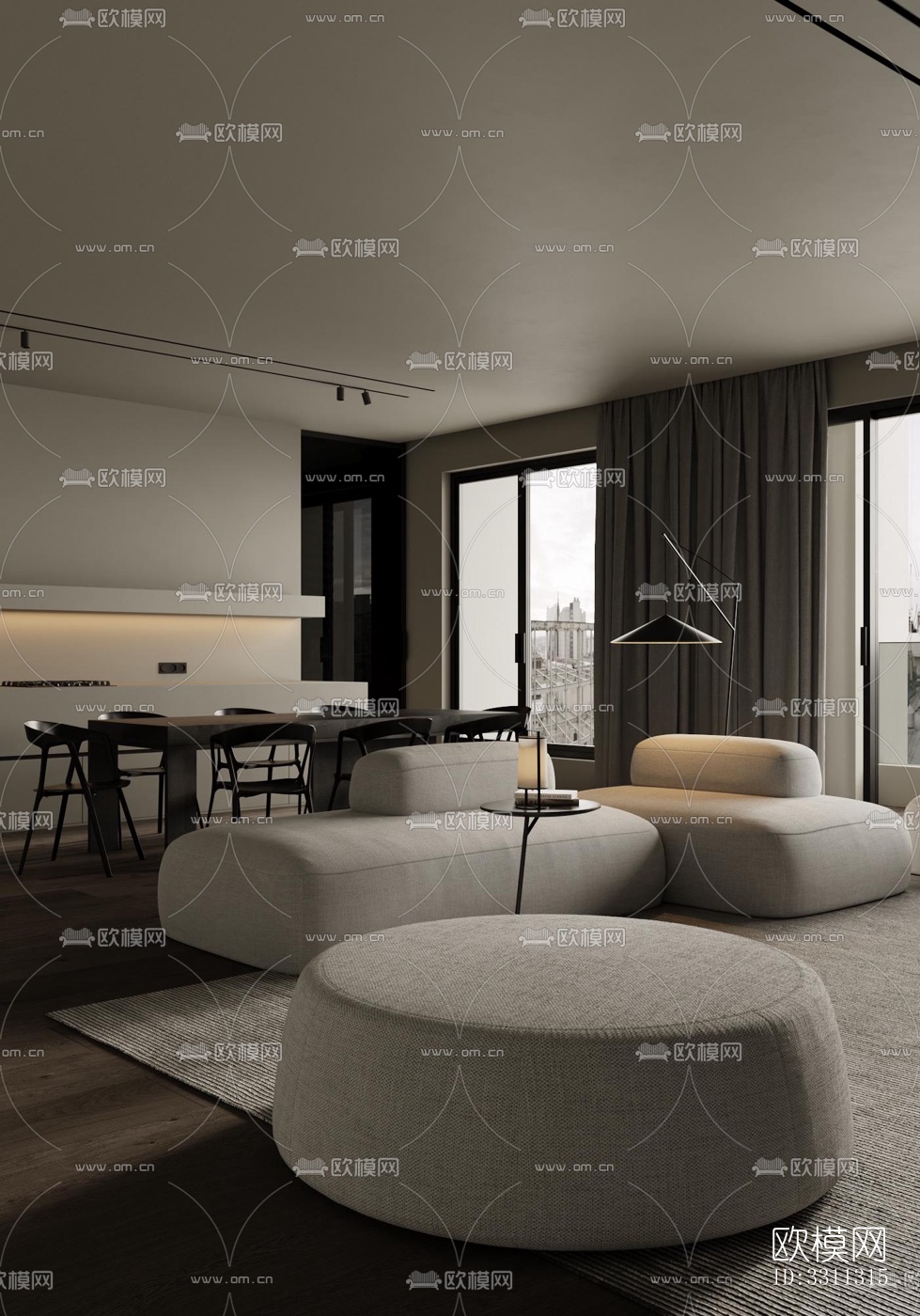 现代客餐厅效果图下载（渲染图12）