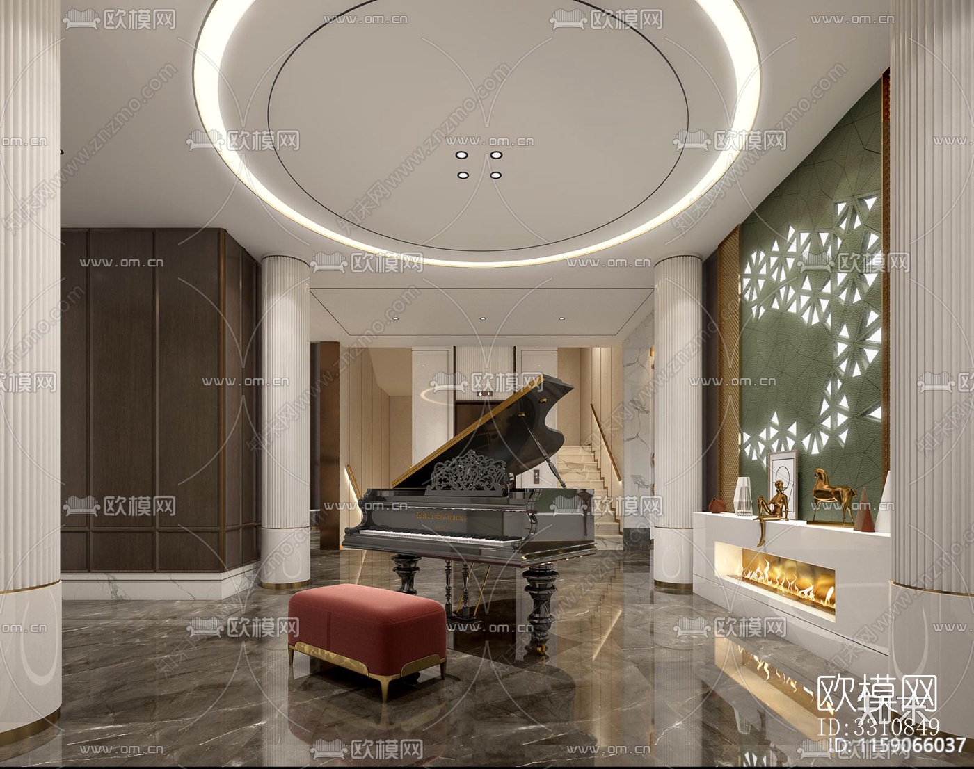 现代客餐厅效果图下载（渲染图7）