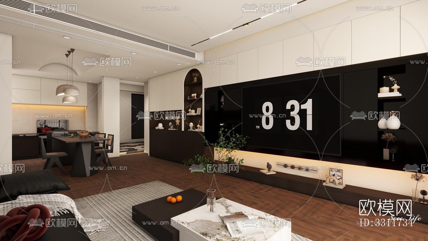 现代客餐厅效果图下载（渲染图5）