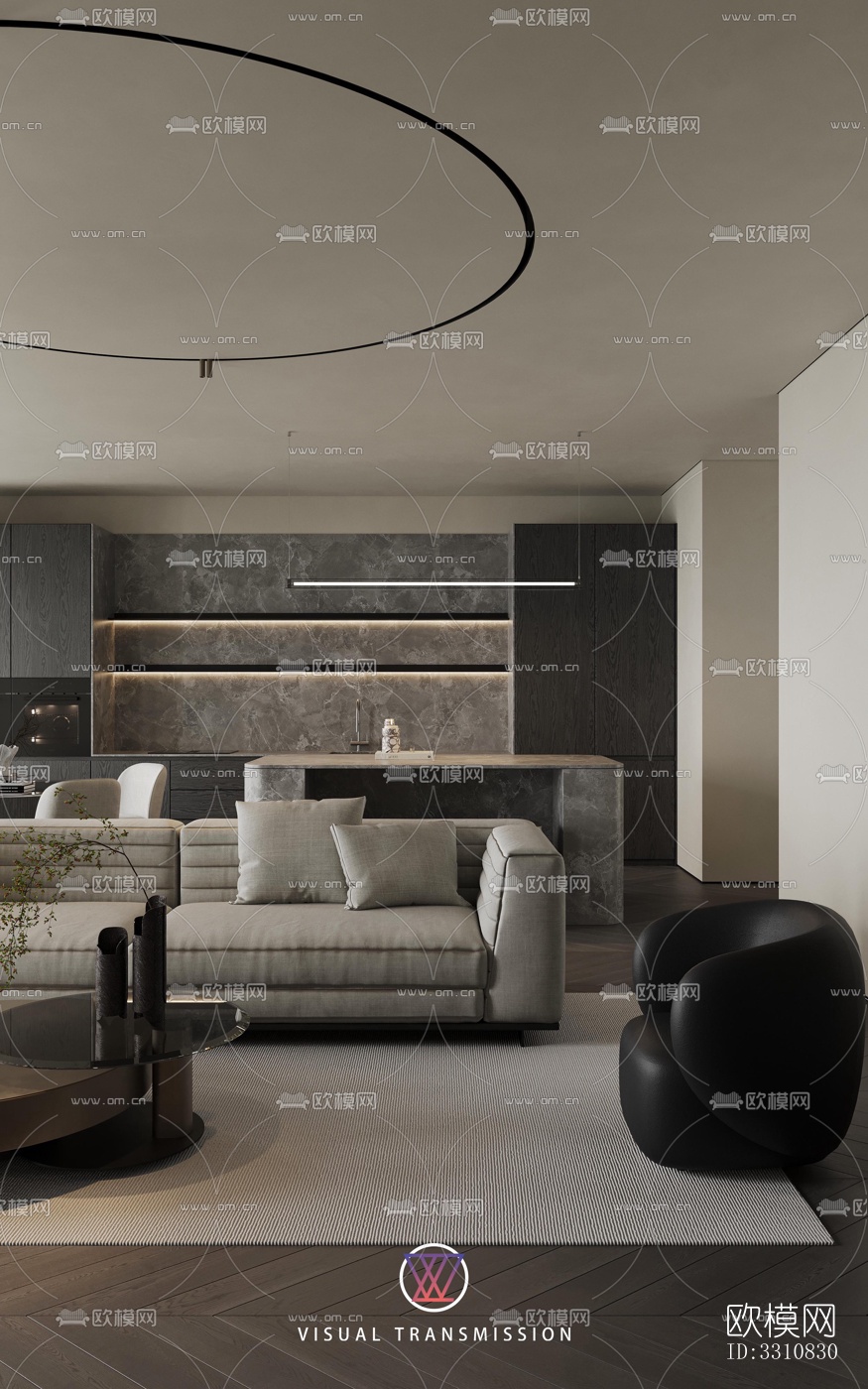 现代客餐厅效果图下载（渲染图8）