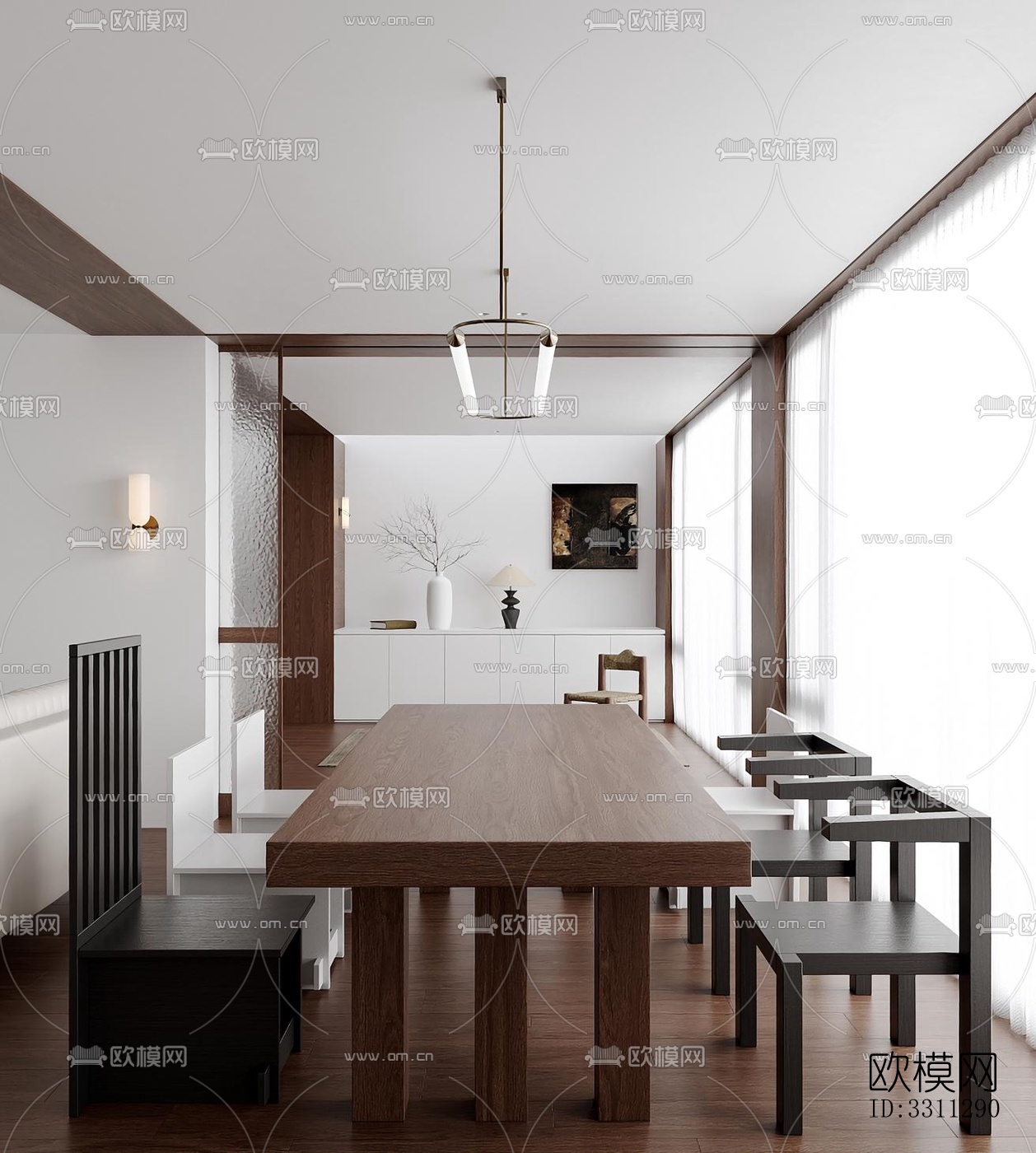 现代客餐厅效果图下载（渲染图2）