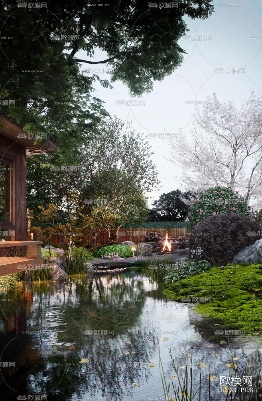 现代阳台花园效果图下载（渲染图3）