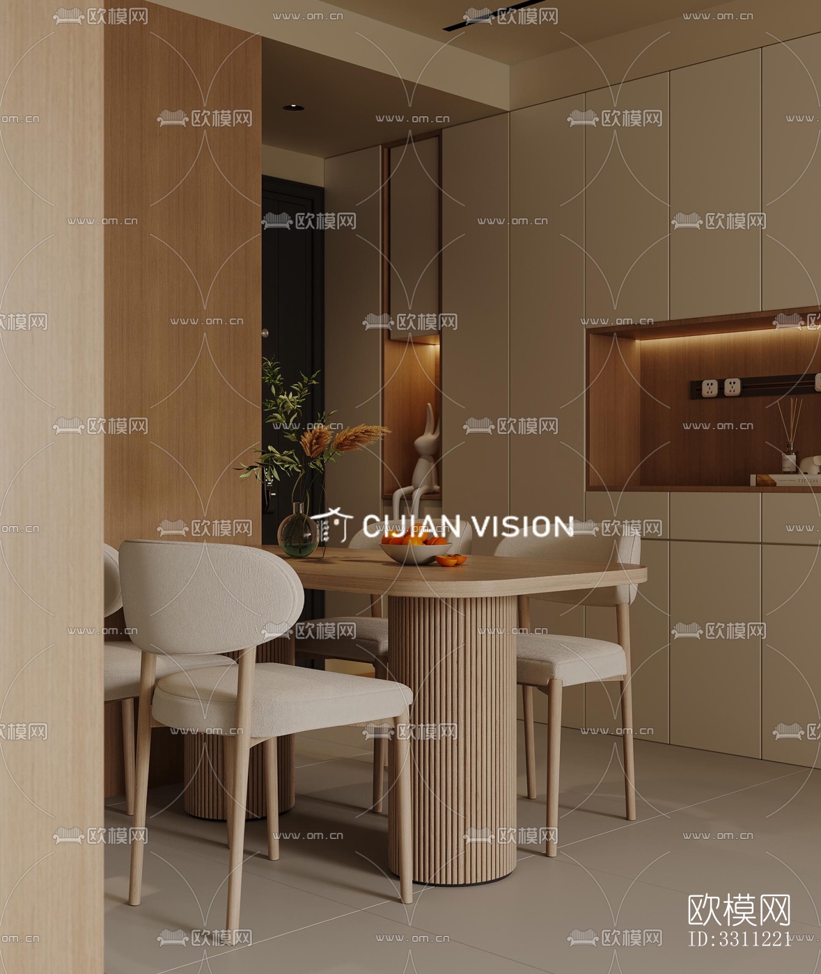 现代客餐厅效果图下载（渲染图5）