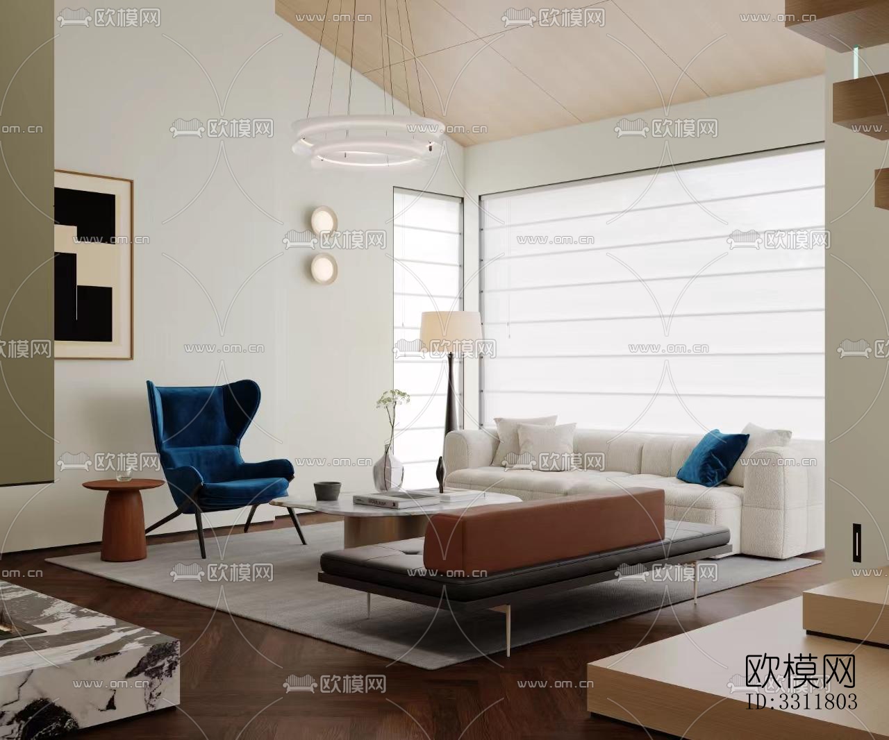 现代客餐厅效果图下载（渲染图2）