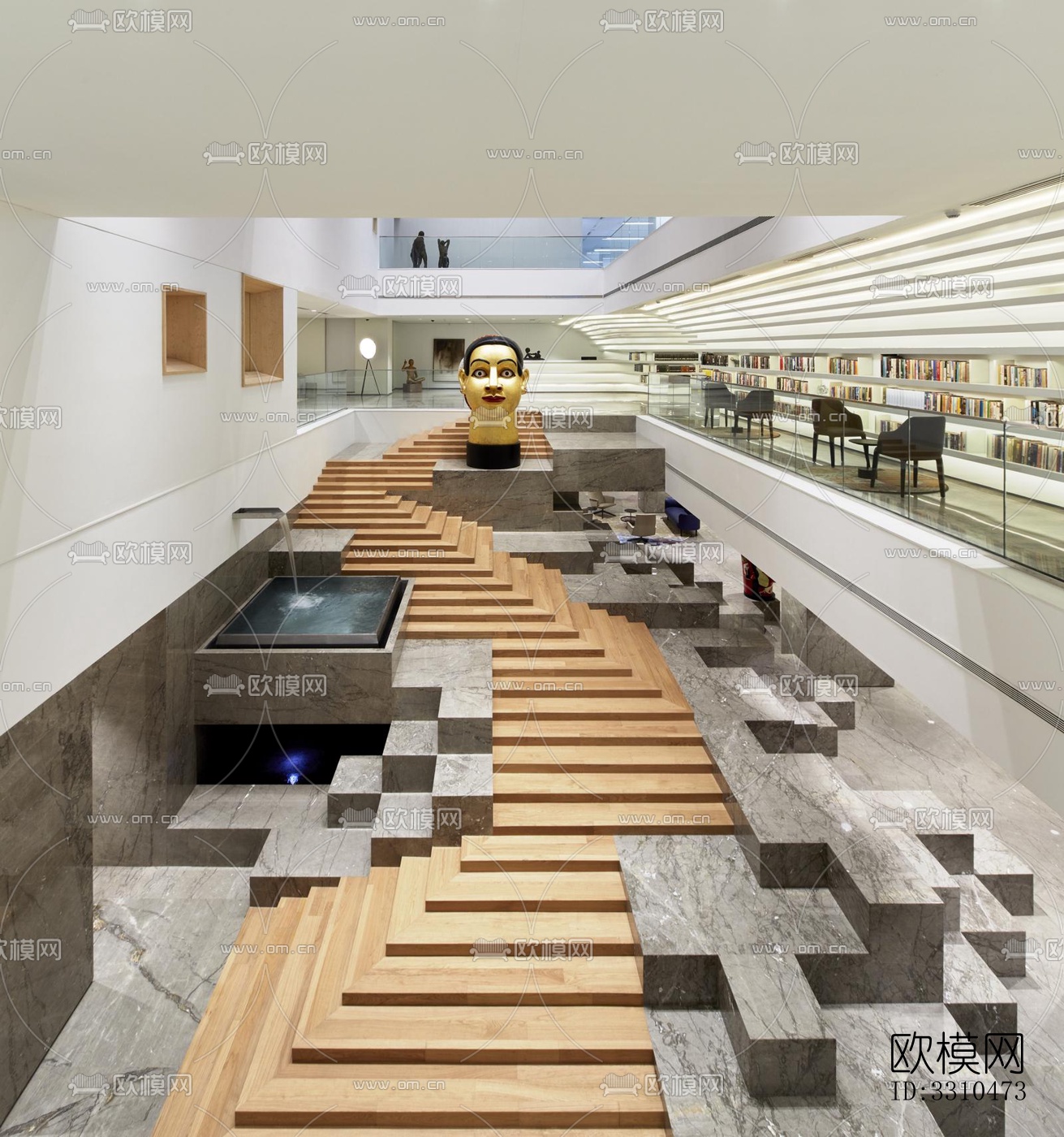 现代图书馆效果图下载（渲染图4）
