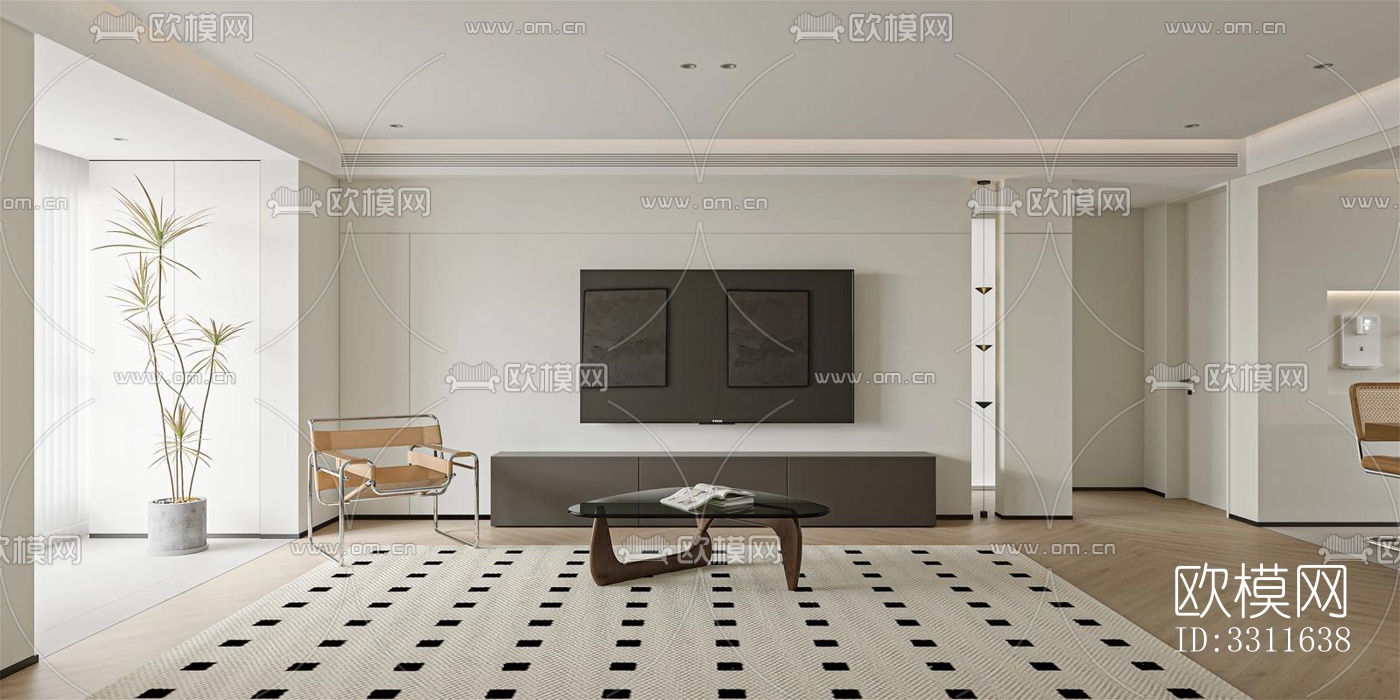 现代客餐厅效果图下载（渲染图3）