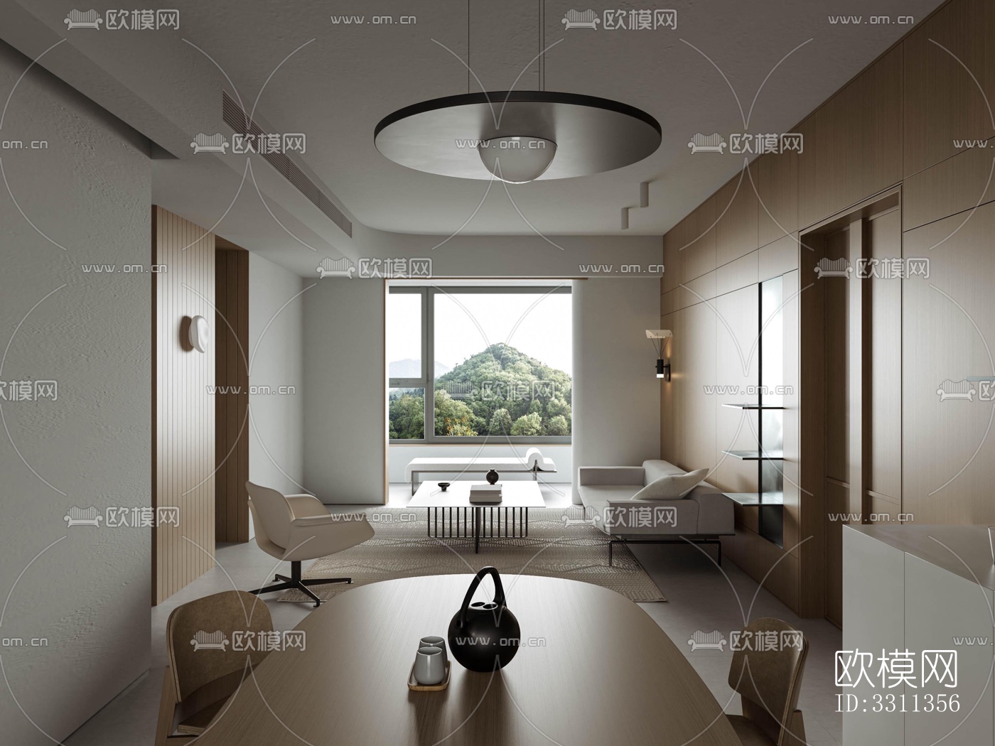 现代客餐厅效果图下载（渲染图3）