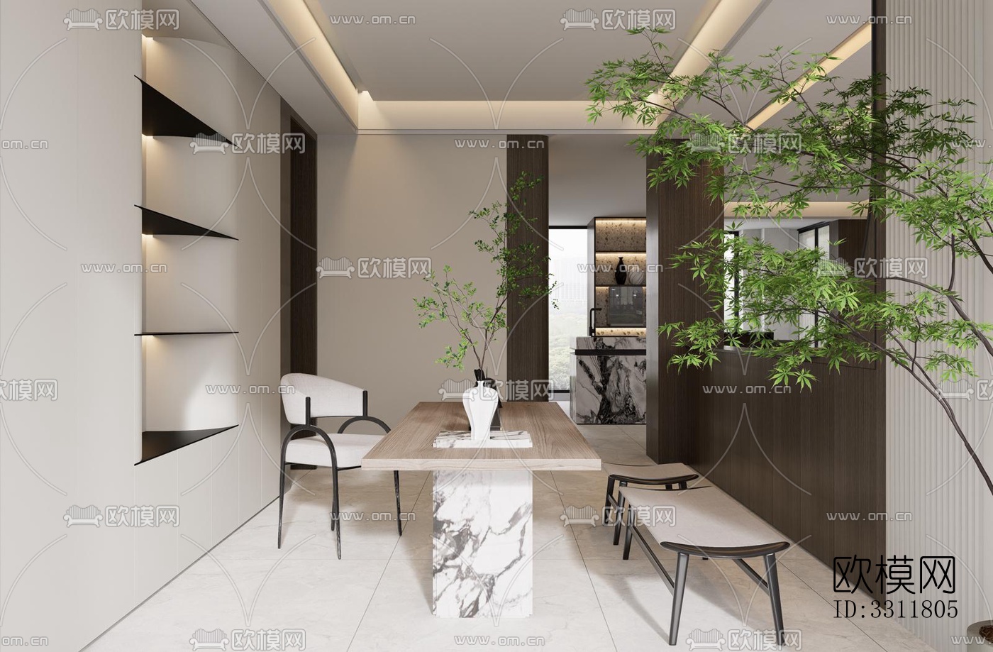 现代客餐厅效果图下载（渲染图11）