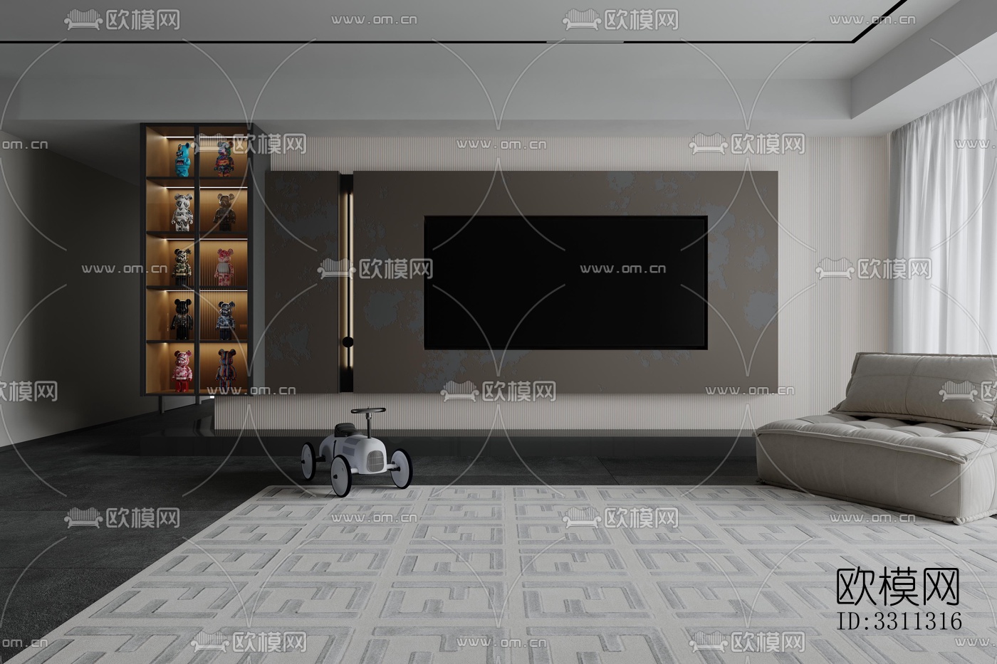 现代客餐厅效果图下载（渲染图2）