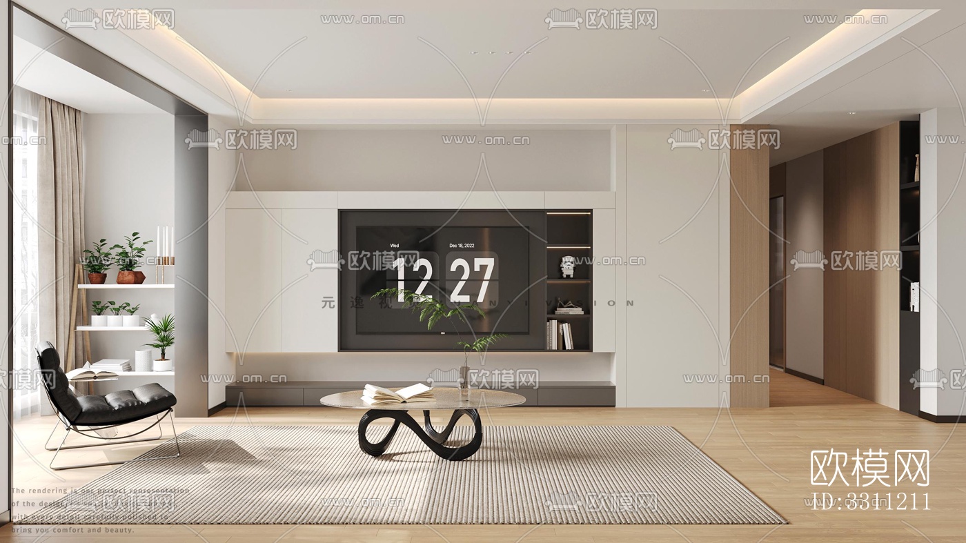 现代客餐厅效果图下载（渲染图3）