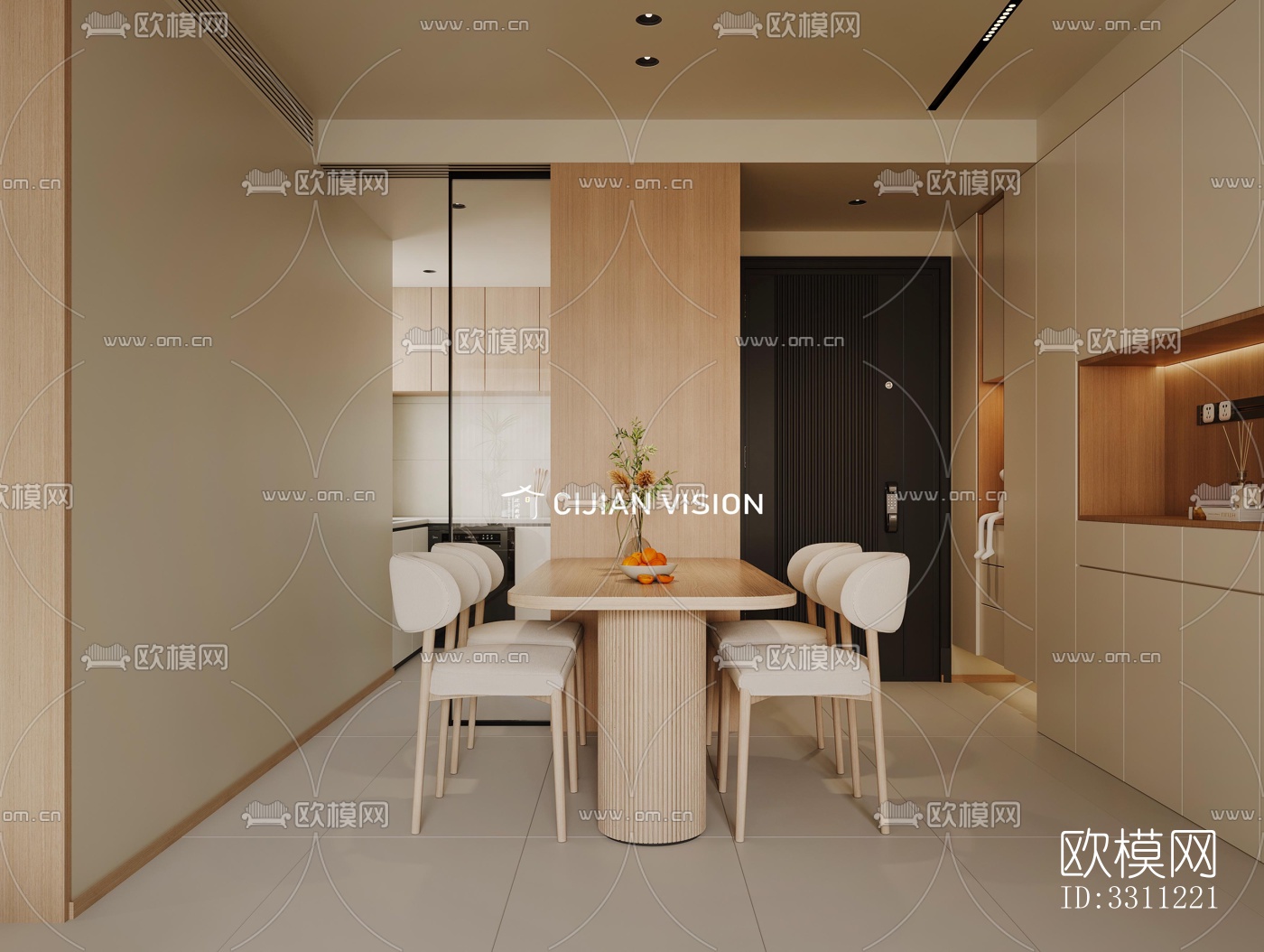 现代客餐厅效果图下载（渲染图3）