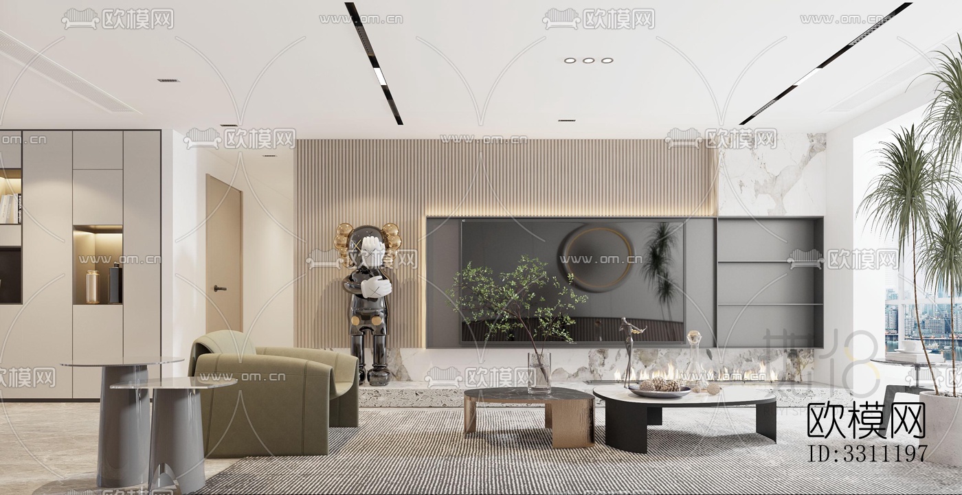 现代客餐厅效果图下载（渲染图4）