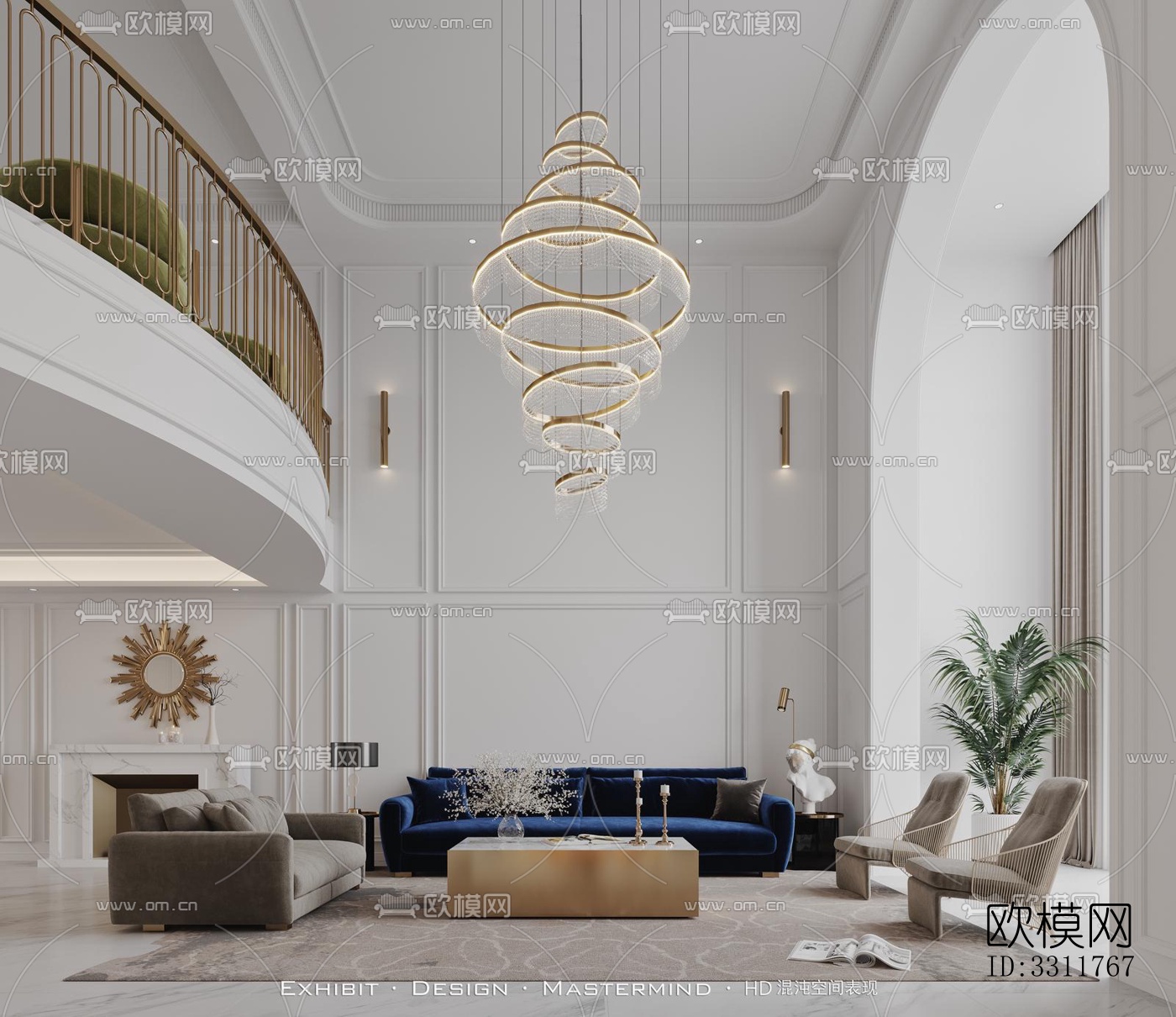 现代客餐厅效果图下载（渲染图6）