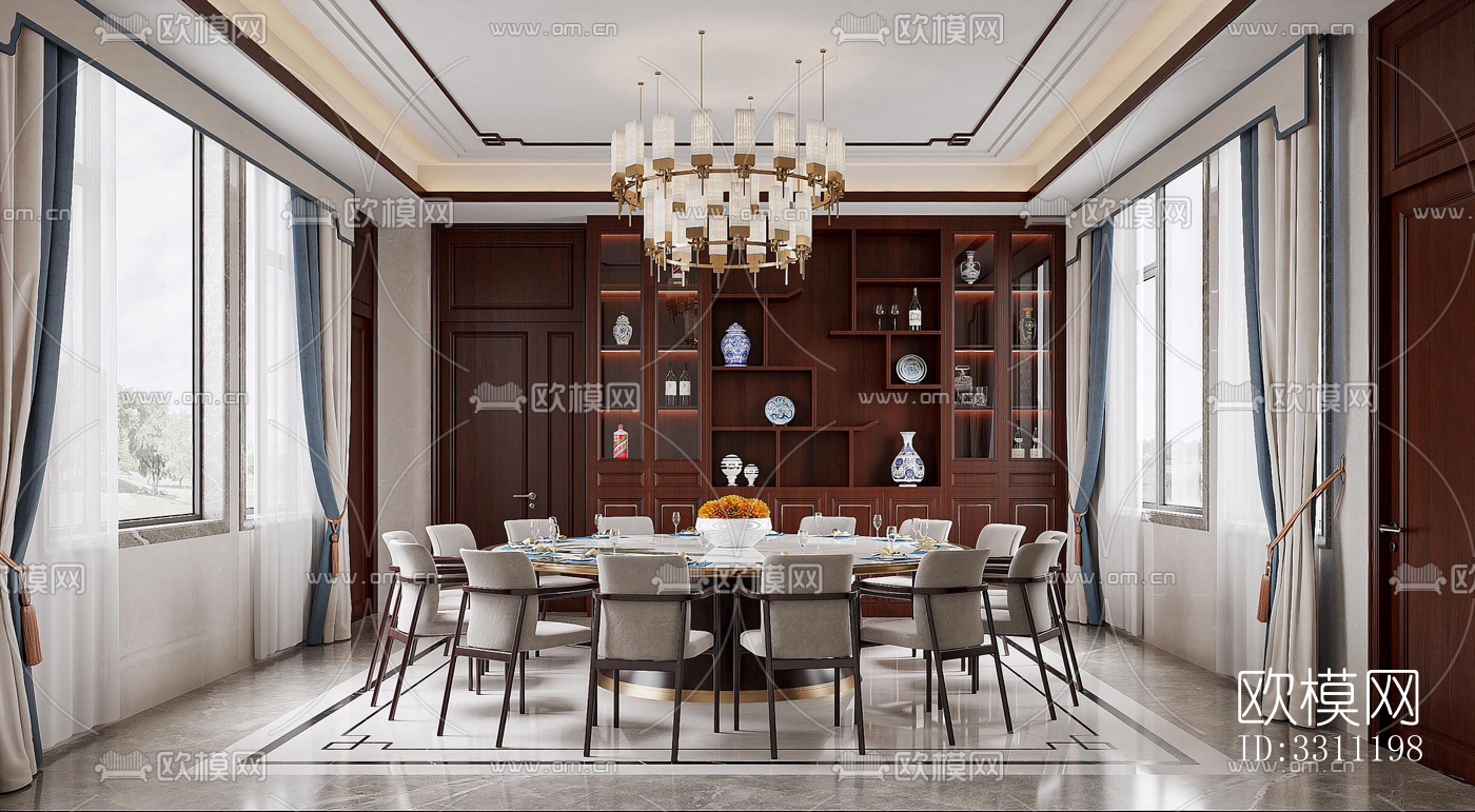 现代客餐厅效果图下载（渲染图5）