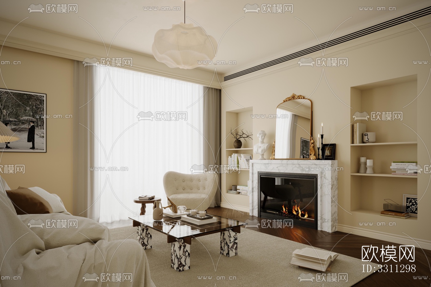 现代客餐厅效果图下载（渲染图11）