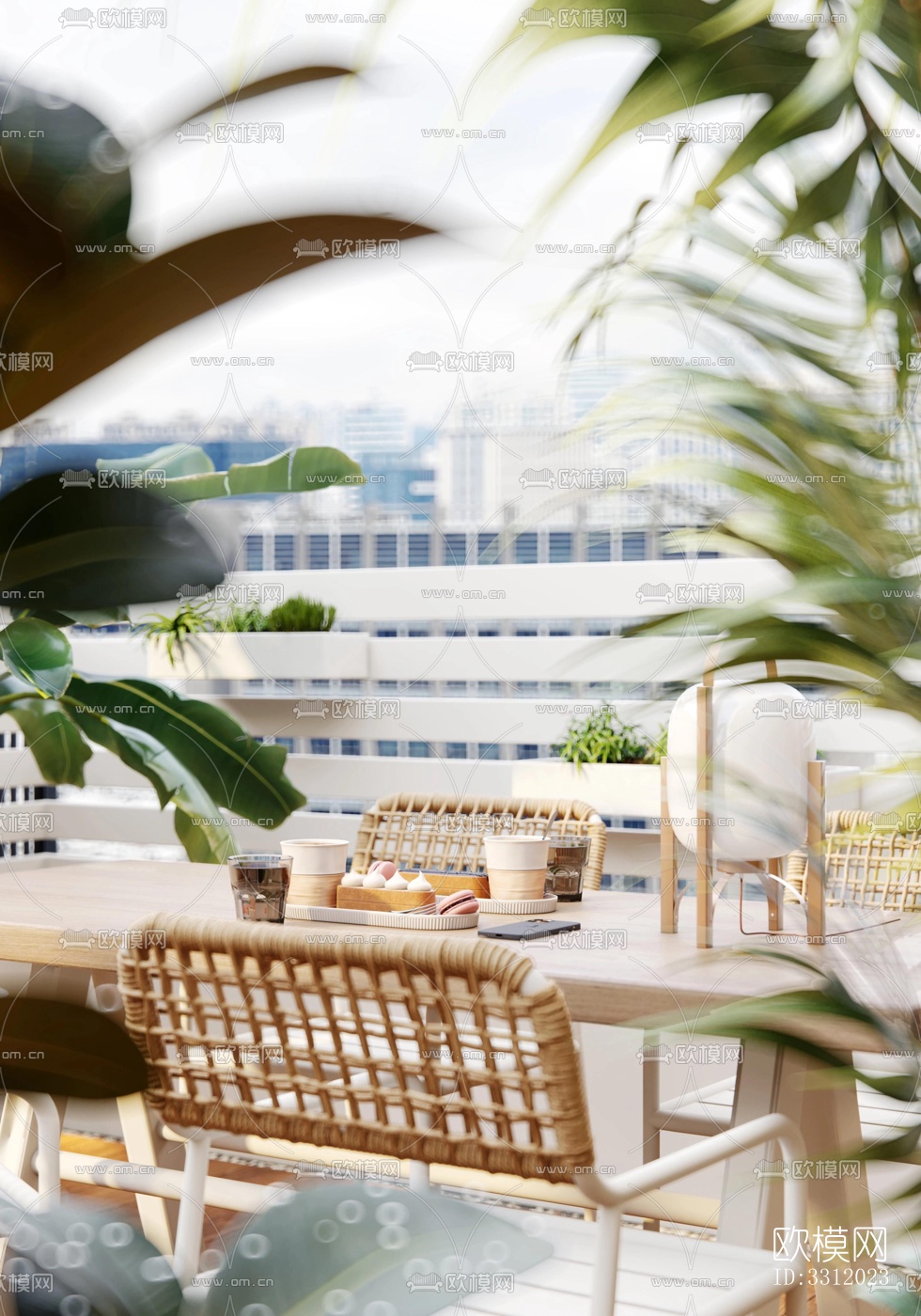 现代阳台花园效果图下载（渲染图1）