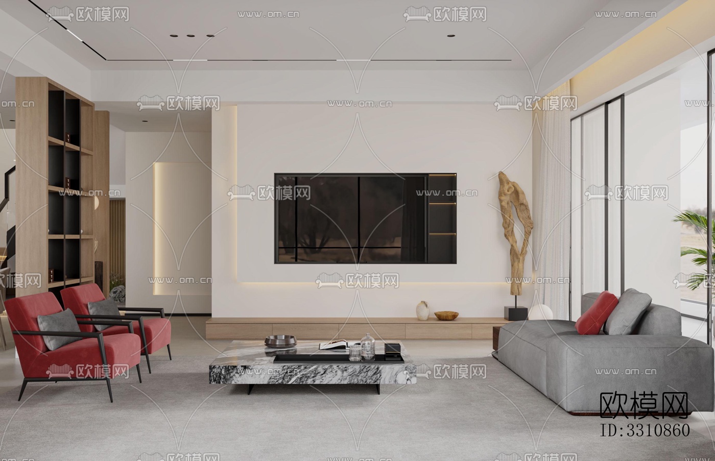 现代客餐厅效果图下载（渲染图2）