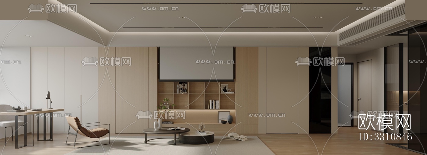 现代客餐厅效果图下载（渲染图1）