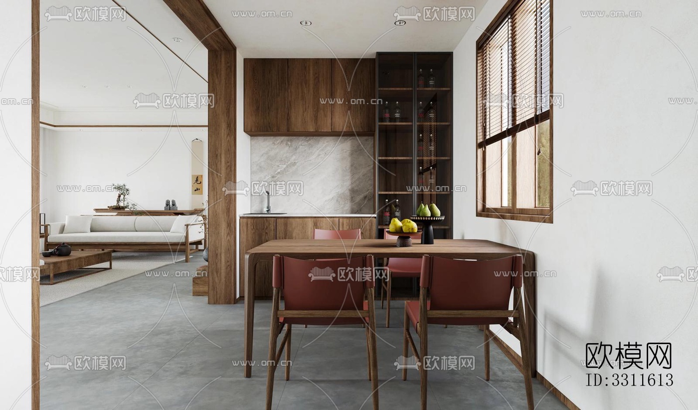 现代客餐厅效果图下载（渲染图6）