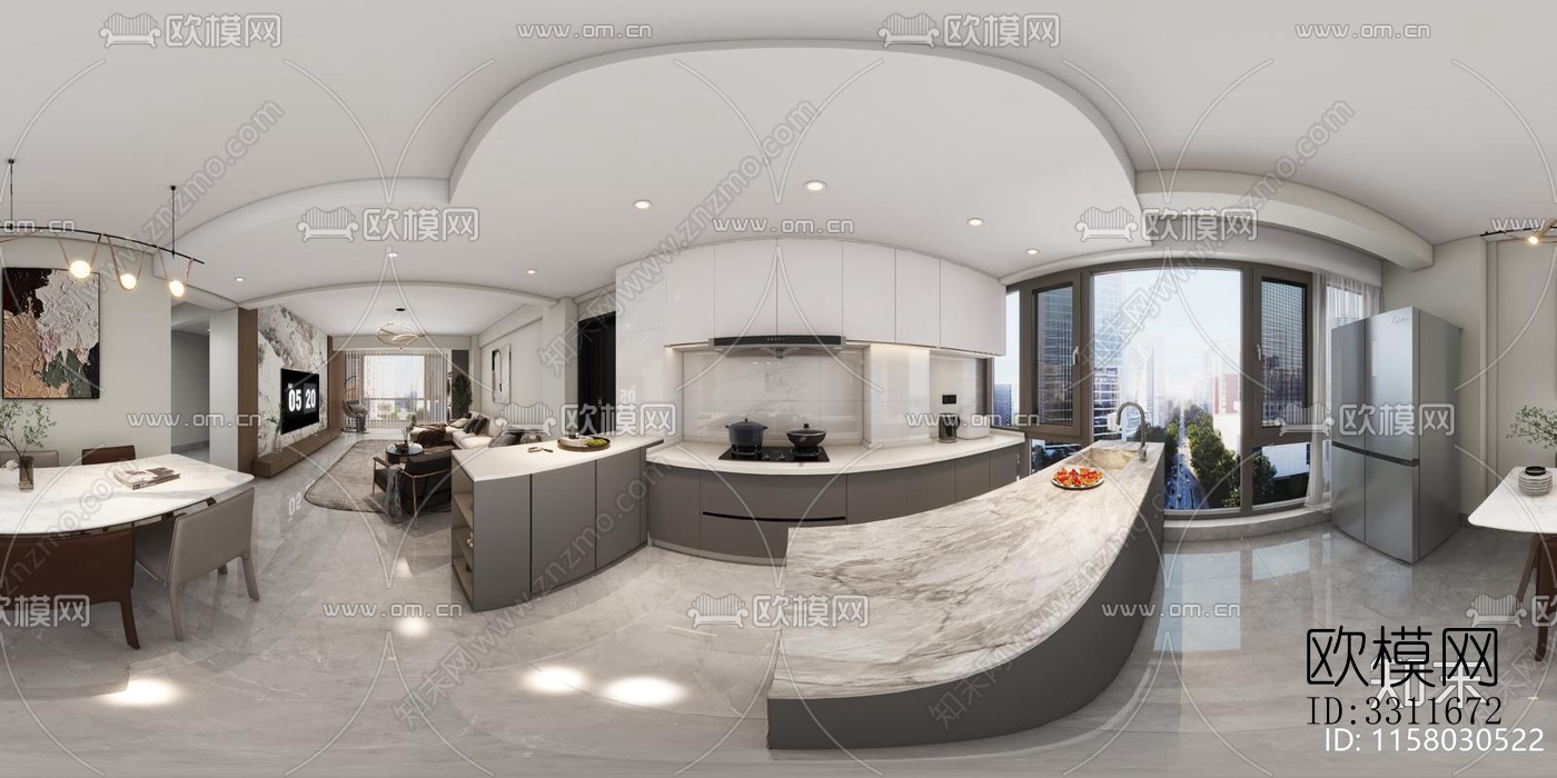 现代客餐厅效果图下载（渲染图2）