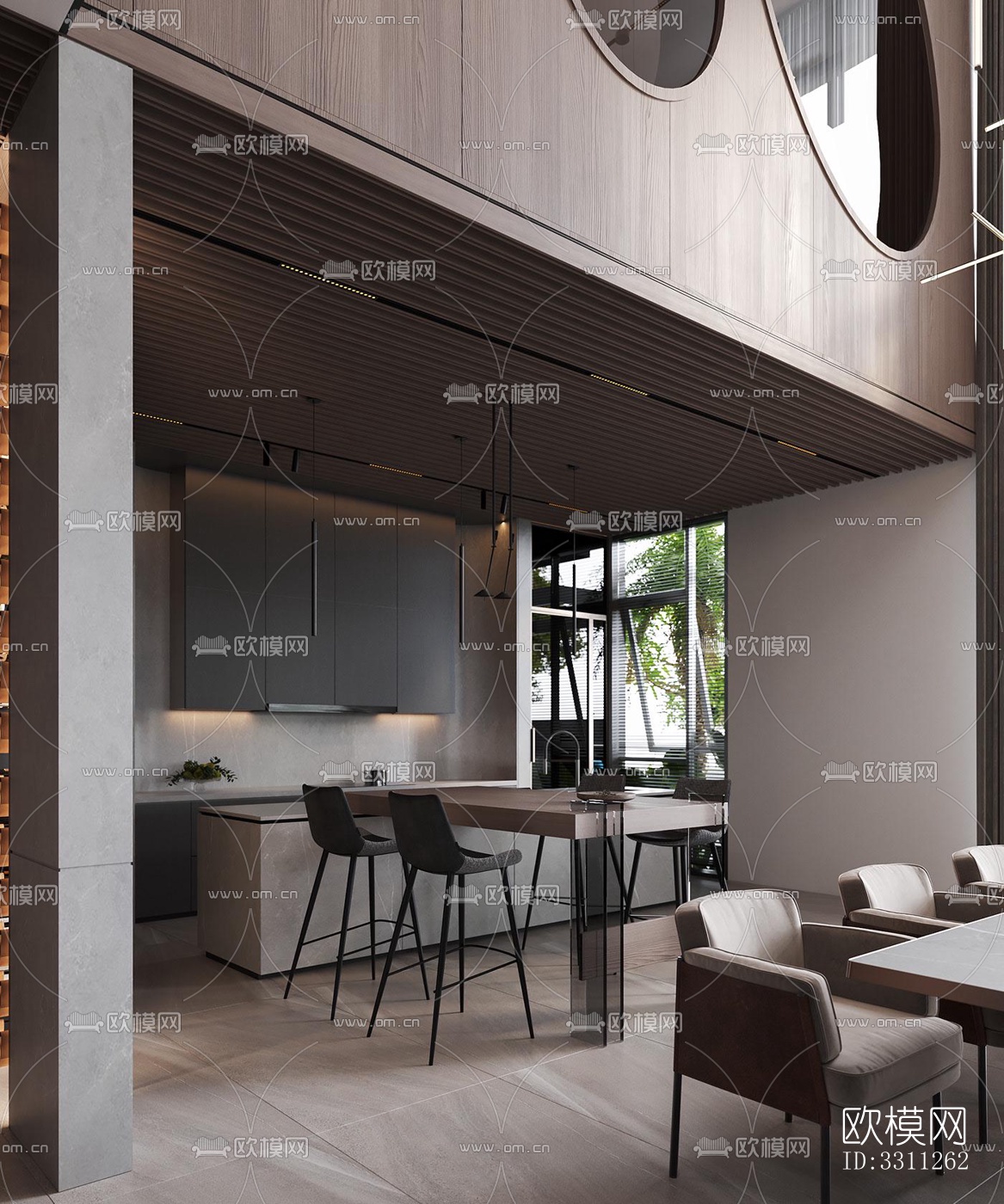 现代客餐厅效果图下载（渲染图11）