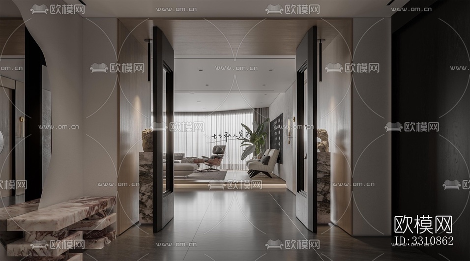 现代客餐厅效果图下载(渲染图3)