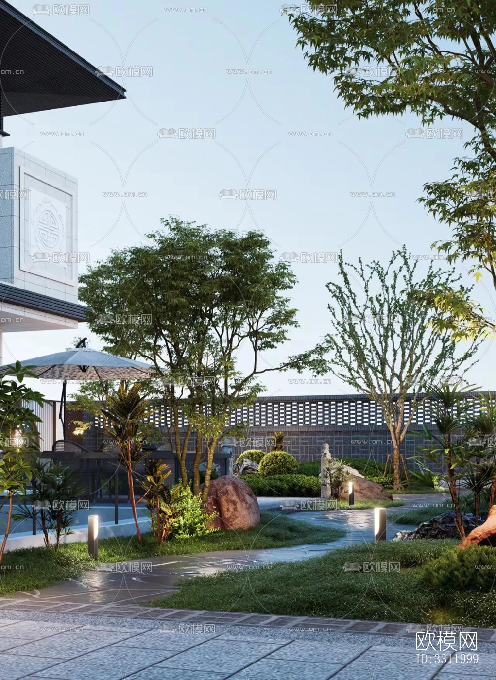 现代阳台花园效果图下载（渲染图4）