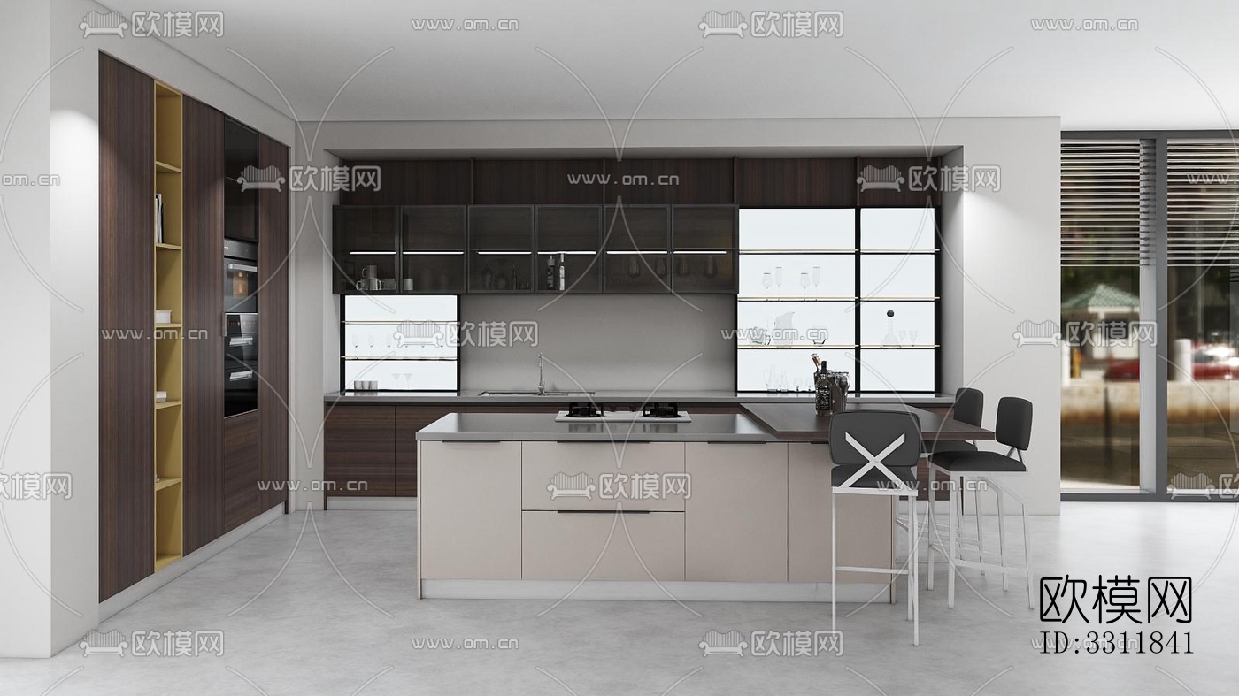 现代客餐厅效果图下载（渲染图3）