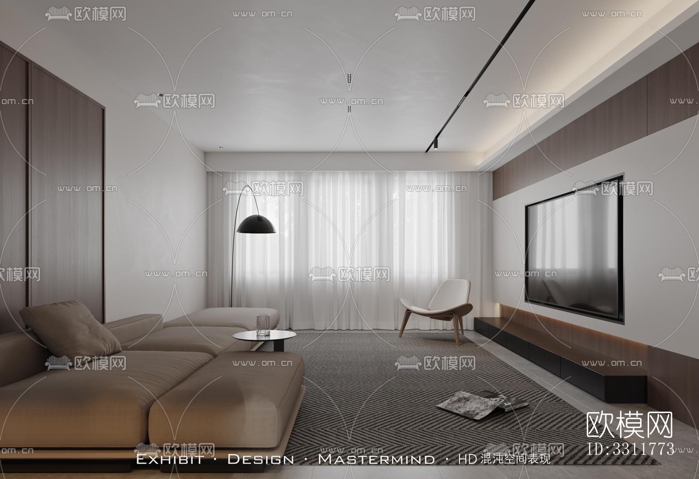 现代客餐厅效果图下载（渲染图5）