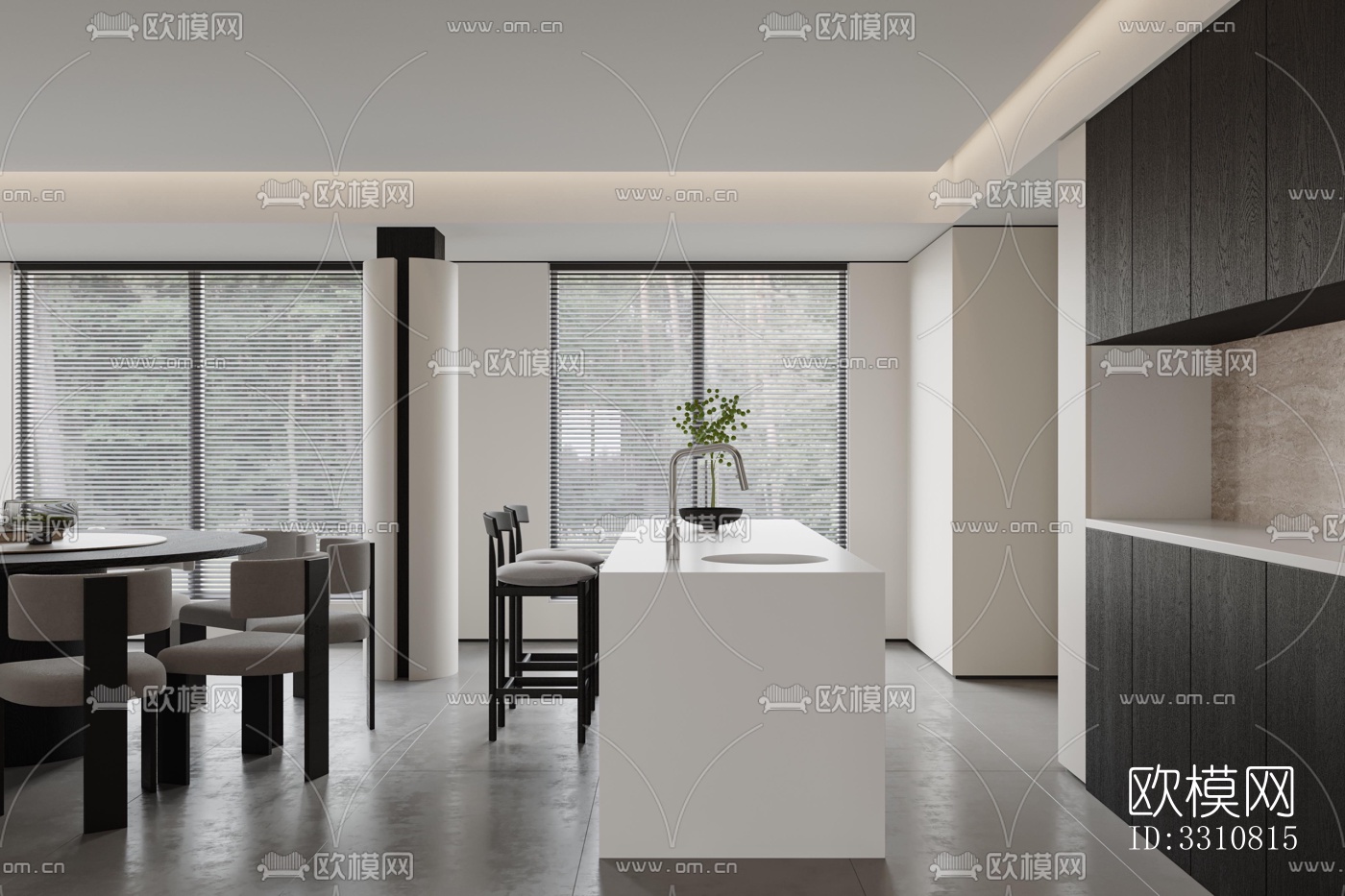现代客餐厅效果图下载（渲染图3）