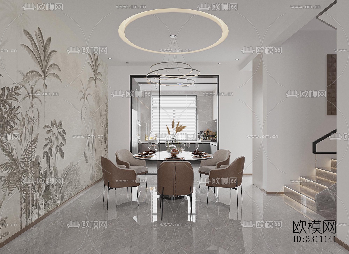 现代客餐厅效果图下载（渲染图6）