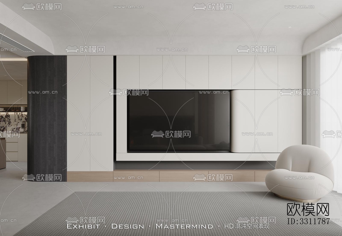 现代客餐厅效果图下载（渲染图4）