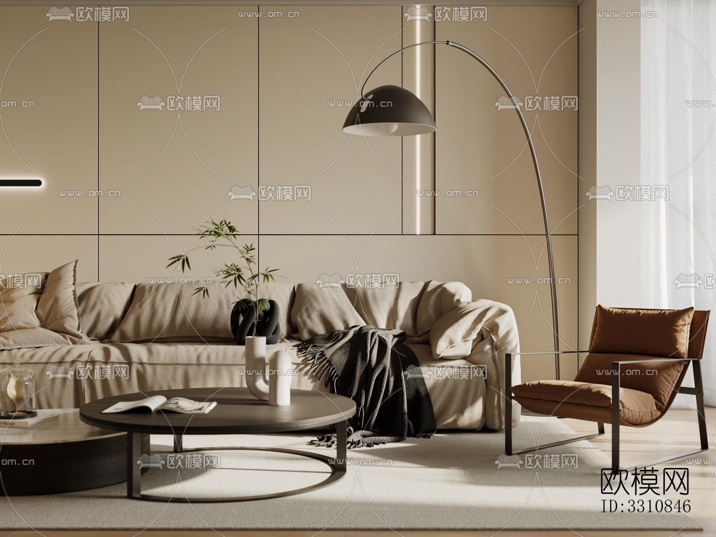 现代客餐厅效果图下载（渲染图5）