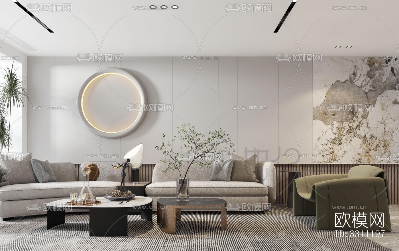 现代客餐厅效果图下载（渲染图2）