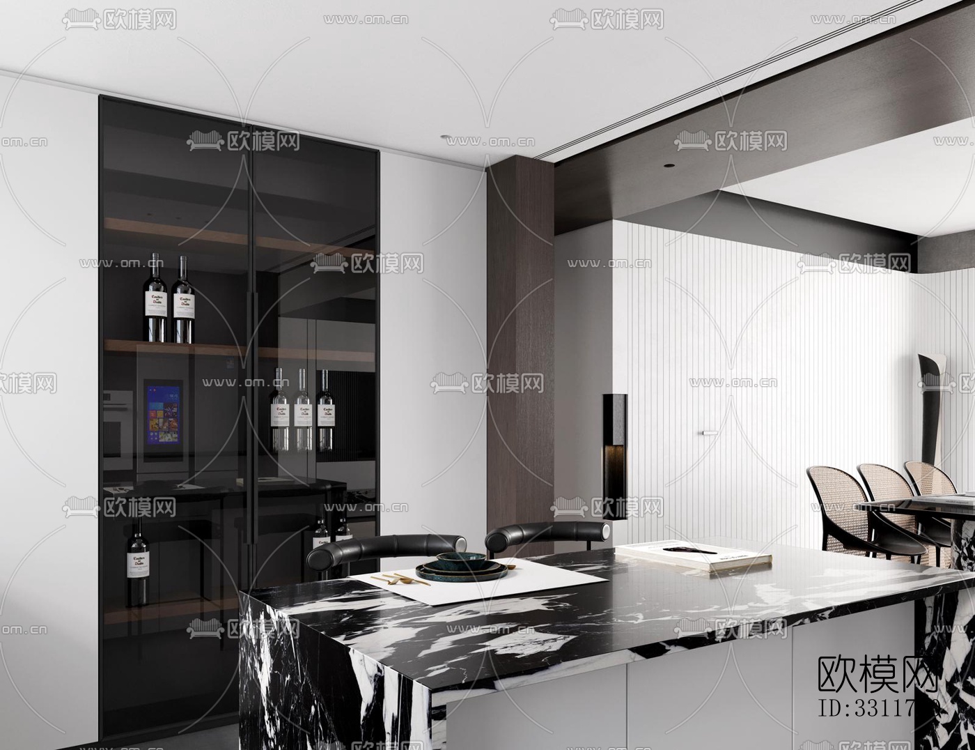 现代客餐厅效果图下载（渲染图4）