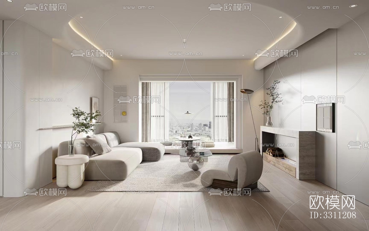 现代客餐厅效果图下载（渲染图3）