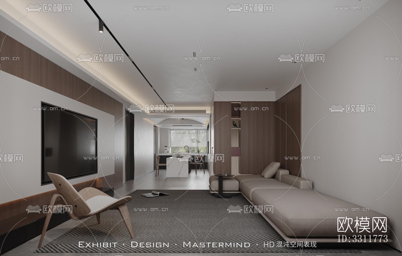 现代客餐厅效果图下载（渲染图3）